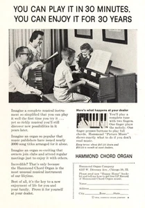 1958 Hammond Akkordorgel: Play It In 30 Minuten Vintage Print Ad - Bild 1 von 1