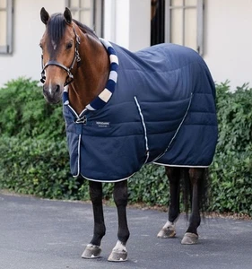 Horseware Newmarket Cosy Stable Rug Fleece Collar Heavy 400g Navy 5'6''-7'3'' - Picture 1 of 11