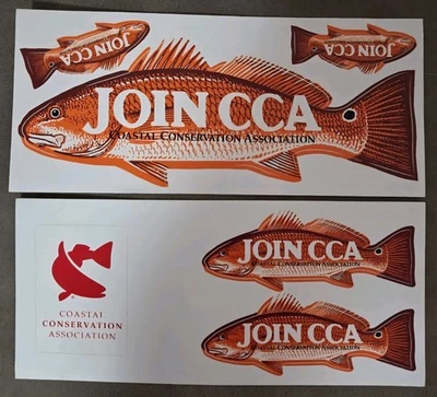*** Join CCA Redfish Fishing Sticker/Decal Coastal Conservation Authentic ****