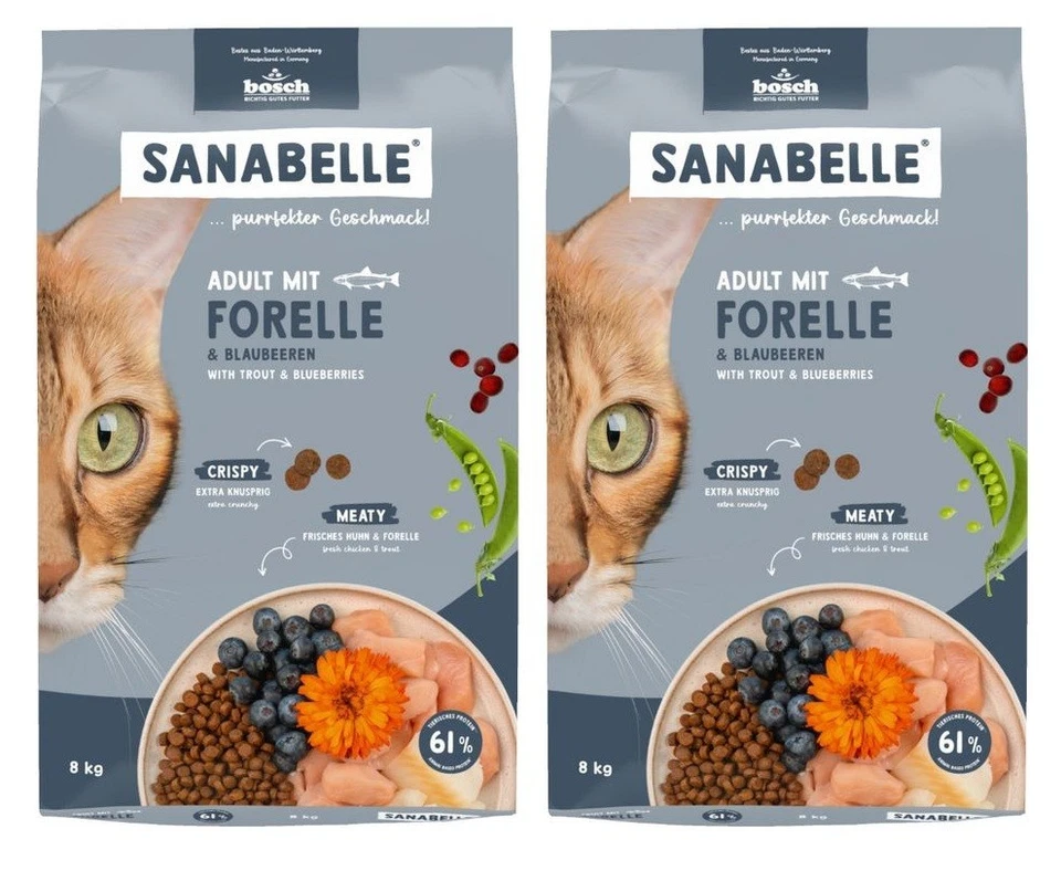 Sanabelle Adult Forelle Blaubeeren 2x8kg Trockenfutter für ausgewachsene Katzen - Bild 1 von 1