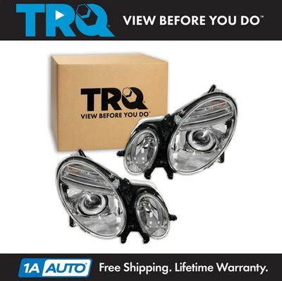 TRQ Headlight Assembly Set Fits 2007-2009 Mercedes-Benz E320 E350 E550 E63 AMG Foto 1 de 4