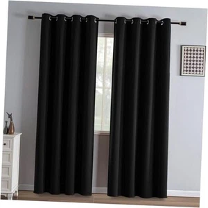 Vorhänge 84 Zoll Länge 2 Paneele Set 52" Breite x 84" Länge (2er Pack) Schwarz - Bild 1 von 8