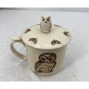 Baby Owl Coffee Mug and Lid Set 3D Owl on Top Elizabeth Trostli Design Tea Cup - Picture 1 of 7
