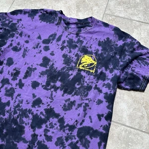 Official Taco Bell Cheesy Logo Men M Purple Tie Dye Tee T-Shirt - Picture 1 of 8