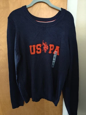 Suéter para mujer azul marino con logotipo de USPA cuello redondo nuevo con etiquetas logotipo XL de la Asociación de Polo de Estados Unidos Foto 1 de 4
