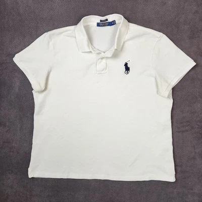 Camisa polo masculina golfe Ralph Lauren XL branca ajuste clássico manga curta pônei grande - Imagem 1 de 4