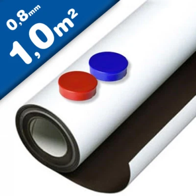 Eisenfolie Ferrofolie selbstklebend weiß matt 0,8 mm x 100cm x 100cm