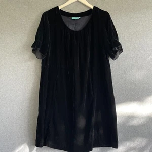 Blue Illusion Black Blue Velvet Shift Dress Size M - Picture 1 of 10