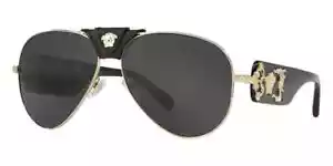 Versace VE2150Q 100287 Gold Aviator Dark Gray Non-Polarized Men's Sunglasses - Picture 1 of 3