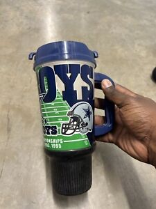 Vintage Dallas Cowboys NFL Football Travel Mug Cup w/ Lid Super Bowl Champions