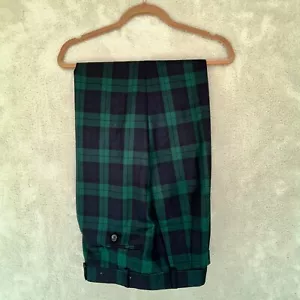 Polo University Ralph Lauren Tartán Escocés Cuadros Pantalones Reloj Negro Lana Hombres 38x32 - Imagen 1 de 13