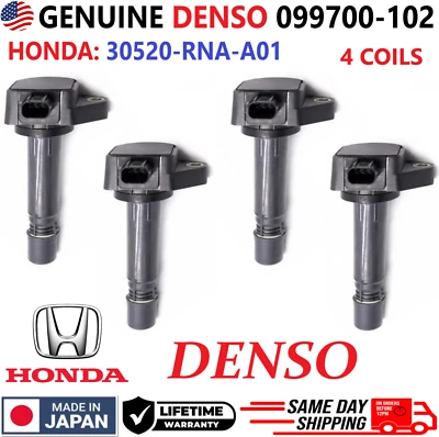 正品电装 x4 点火线圈 适用于 2006 - 2011 年本田思域 1.8L I4,30520-RNA-A01 — 第 1/4 张图片