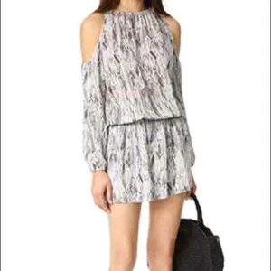 Ramy Brook Taupe Gray Python Print Cold Shoulder Silk Mini Dress size M - Picture 1 of 9