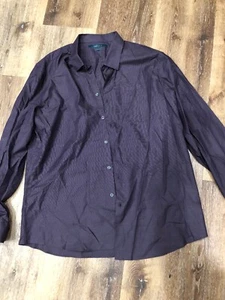 Perry Ellis Mens Shirt Long Sleeve Button Front Up Dress Shirt Purple Check XXL! - Picture 1 of 3