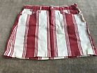 Frame Denim Cream And Red Striped Mii Skirt Sz 27