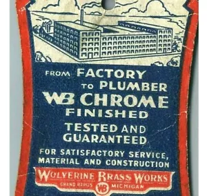 c1896 Wolverine Brass Works Grand Rapids MI Chrome Factory Hardware Label 5549 - Picture 1 of 3