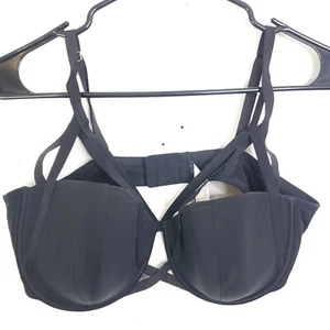 Adore Me Bra Womens 38DD Balconette Black Strappy Sexy Underwire Triangle Cup - Picture 1 of 12