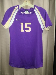 Nike Authentic Women's Purple/Gold Washington Huskie Jersey 15 Dri Fit New Mediu - Picture 1 of 5