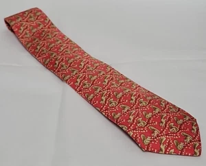 Hermes Authentic Men Classic Necktie Tie Squirrel Red Brown Gold 58"x3.25" - Picture 1 of 3