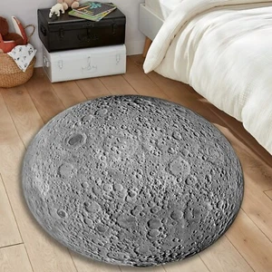 Full Moon Rug 3D Carpet Glaxy Planet Nonslip Washable Floor Mat Space Decor - Picture 1 of 6
