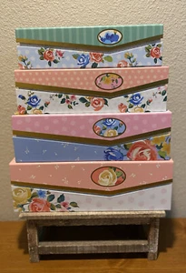 Spring Floral Nesting Boxes Set Of 4, Floral Stackable Decorative Storage Boxes - Picture 1 of 21