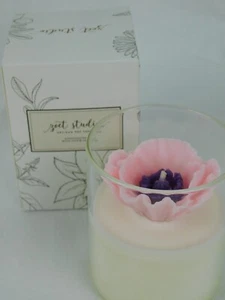 Zoet Studio Handcrafted ~ PINK POPPY FLOWER SOY CANDLE ~ White Tea & Jasmine NIB - Picture 1 of 4