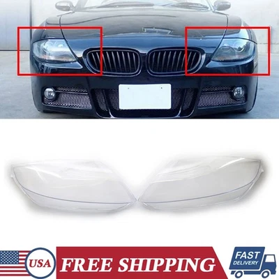 For BMW Z4 E85 2003-2008 Left & Right Clear Headlight Cover Headlamp Lens 1 Pair Foto 1 de 4