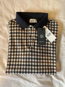 Aquascutum Club Check Long Sleeve Polo Shirt BNWT Size L - Picture 1 of 5