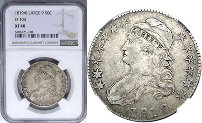1819/8 50C NGC XF40 O-104 CAPPED BUST ~ FROSTY ORIGINAL & CPG is $525! - Image 1 of 4