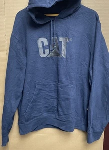 Sudadera con Capucha CAT Caterpillar Azul Oscuro Manga Larga Logo Bordado Talla XL Más XXL - Imagen 1 de 6