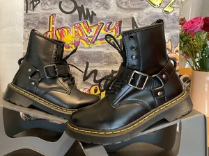 Dr Martens Biker buckle Boots Women's UK 5.5Black Buckles Straps worn once π₯ - Picture 1 of 13