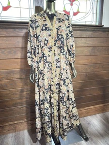 Me 2 Magic Anthropologie Blumen Paisley Boho Maxikleid Damen 1X Plus schwarz - Bild 1 von 10