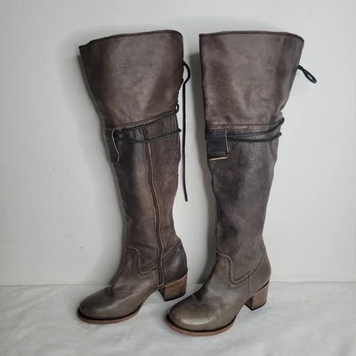 Botas FREEBIRD by Steven Carolina Talla 7 Cuero Verde Sobre la Rodilla Envejecidas Foto 1 de 4