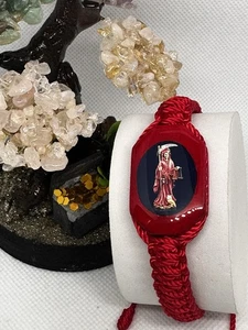Santa Muerte Handmade Braided Bracelet Red Saint Holy Death~Free Shipping - Picture 1 of 3