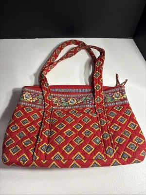 Vera Bradley Villa красный стеганая сумка с короткими ручками Дамская сумка сделано в США винтажный снят с производства - Изображение 1 из 3