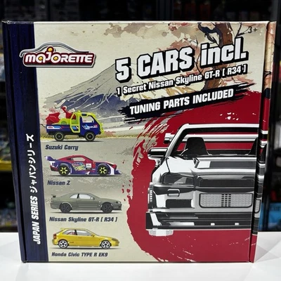 Majorette 5-Cars mix 3 JDM inc Secret R34 Nissan Skyline blue Japan Series BOXED - Image 1 of 4
