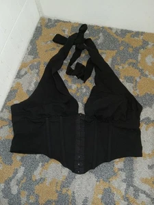 Kendall & Kylie Corset Halter Top Black, Tie Neck, Back Zip Sz Med - Picture 1 of 4