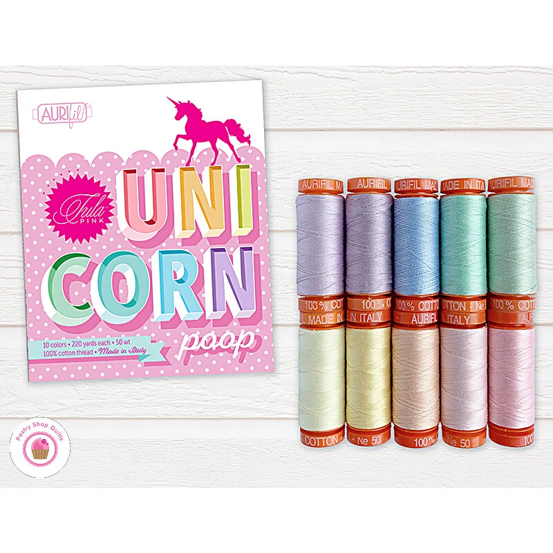 Moda AURIFIL THREAD 50wt UNICORN POOP Tula Pink 10 SPOOLS 100% Cotton 220 - Image 1 of 1