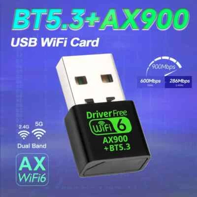 USB WiFi 6 Bluetooth 5.3 Adapter AX900 2in1 Dongle Dual Band 2,4G & 5GHz WLAN - Bild 1 von 4