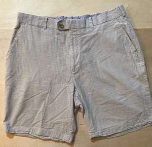 PETER MILLAR Golf Casual Shorts Green Blue Checks Seersucker Cotton Men's 35 * - Picture 1 of 6