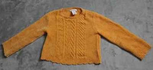 Tommy Bahama Cable Knit Sweater Girls 7/8 M Yellow Pullover Long Sleeve Travel! - Picture 1 of 6