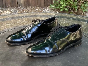 Brooks Brothers Black Patent Leather Oxford Dress Shoes Mens 8 C Made In England - Picture 1 of 12