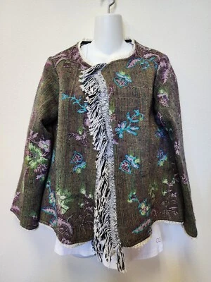 Vintage Signals M Woven Knit Blazer Jacket Crochet Floral Spring Boho Art - Image 1 of 4