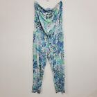 Lilly Pulitzer Womens Keely Strapless Jumpsuit Size XL Blue Shell Of A Party