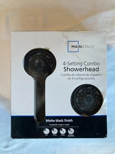 Mainstays 4-Setting Combo Showerhead, Converts to Handheld, Matte Black - Picture 1 of 7