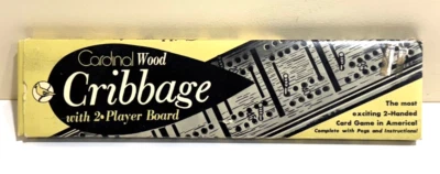 Vintage Cardinal Wood Cribbage Board with 6 Pegs and Box - 2 Player, No 61 - Image 1 of 4