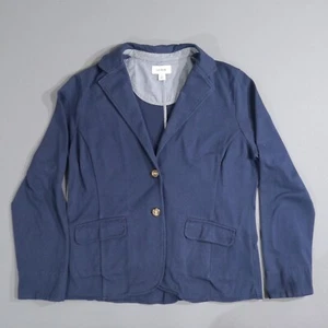 LL Bean Women’s Blazer Jacket Large Navy Blue Long Sleeve Casual Cotton Button - Picture 1 of 16