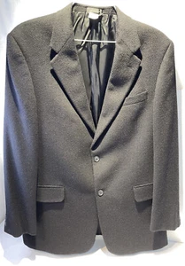 100% Camel Hair Blazer Sz 42 Long Jacket Sport Coat Roundtree & Yorke Black Nice - Picture 1 of 11