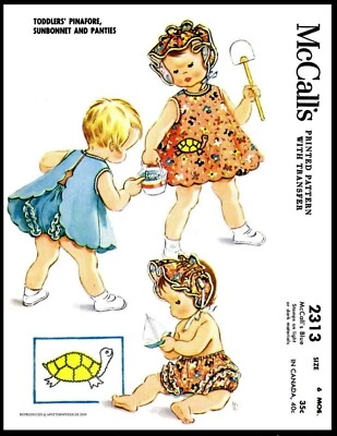 McCall's #2313 GIRLS Sunsuit Playsuit Hat Topper Panty Sewing PATTERN 6MTH*1*2*3 - Image 1 of 4