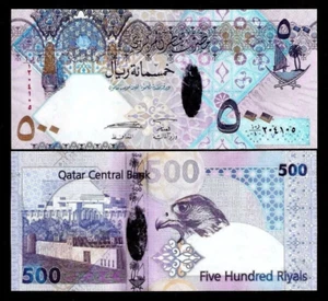 Qatar 500 RIYALS P-33 2008 ND Replacement Qatari Falcon UNC Hybrid Polymer NOTE - Picture 1 of 9